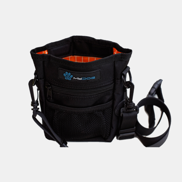 Dog training treat pouch with adjustable belt and compartments