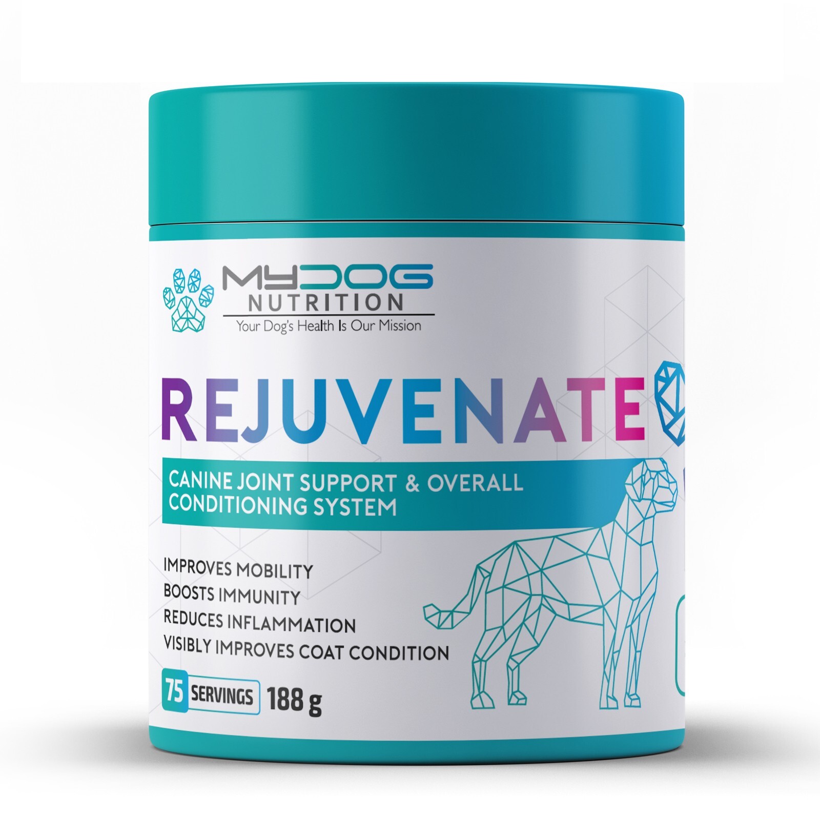 MyDog Nutrition Rejuvenate Organic Dog Joint & Coat Supplements for Dogs 188g
